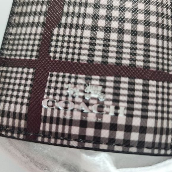 COACH LANYARD BROWNBLK/WHT GLEN-PLAID WITH SILVER HARDWARE. NEW WITH TAGS. - Picture 4 of 4